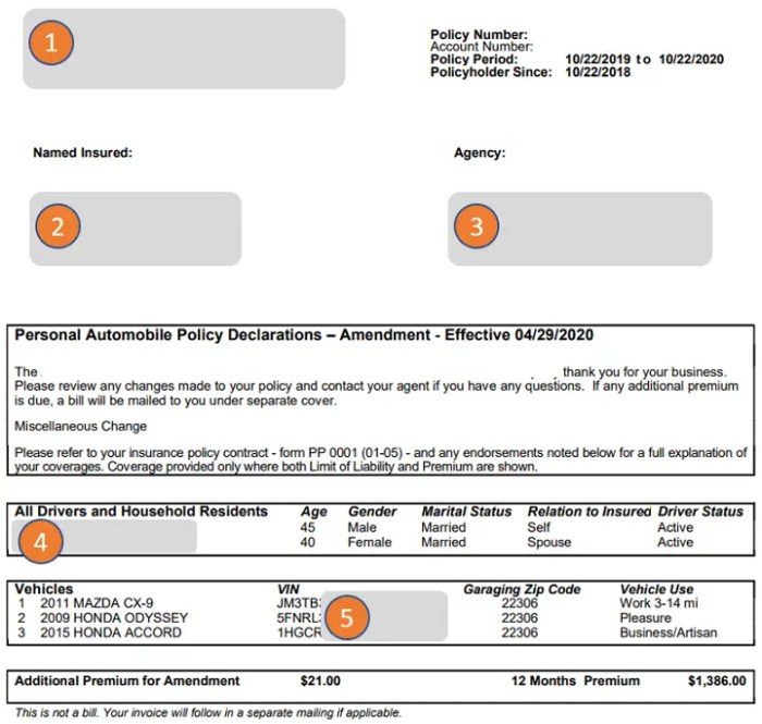 Insurance declaration declarations contained renters