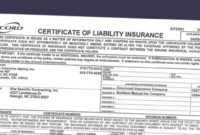 Business certificate of insurance