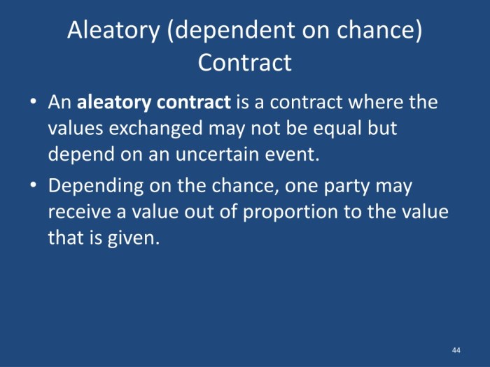 Aleatory contract insurance