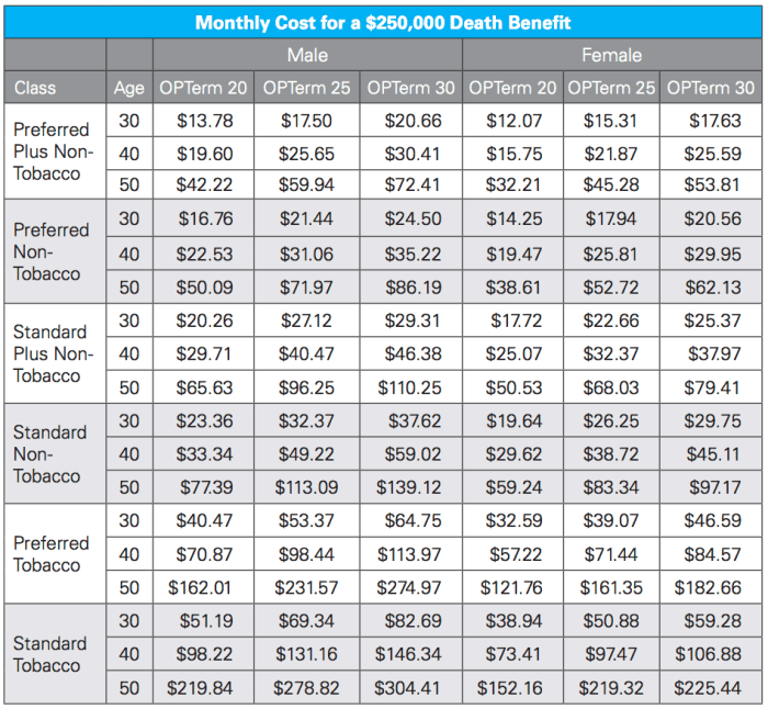 30-year term life insurance rates by age